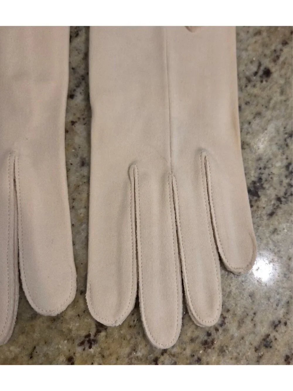 New! Vintage Women's Size M 7 Beige Cotton Formal Gloves Collar Tuxedo Look